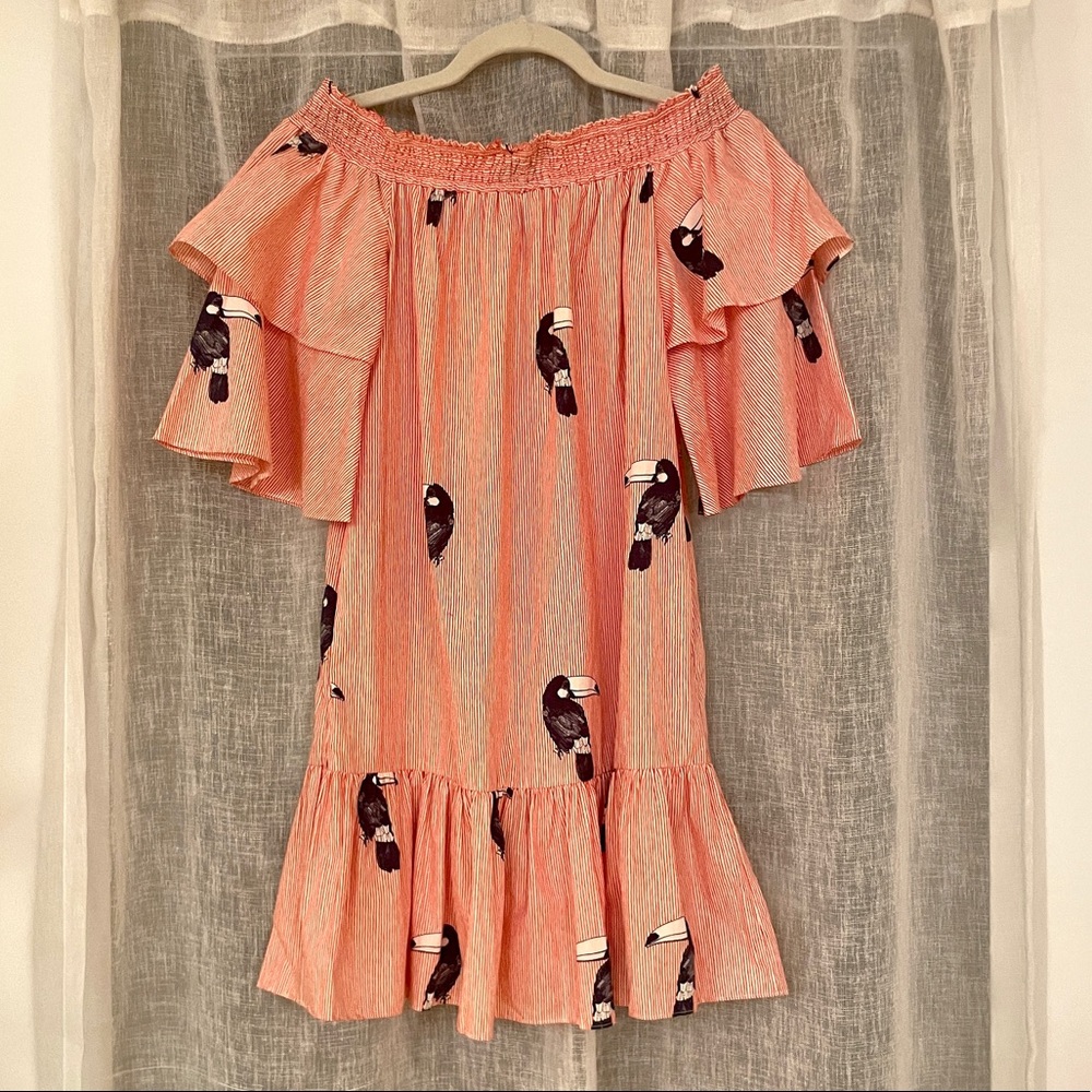 Zara Striped Ruffled Smocked Dress